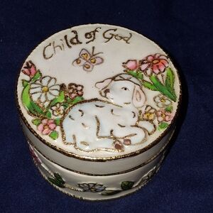 Decorative White and Pink Trinket Box